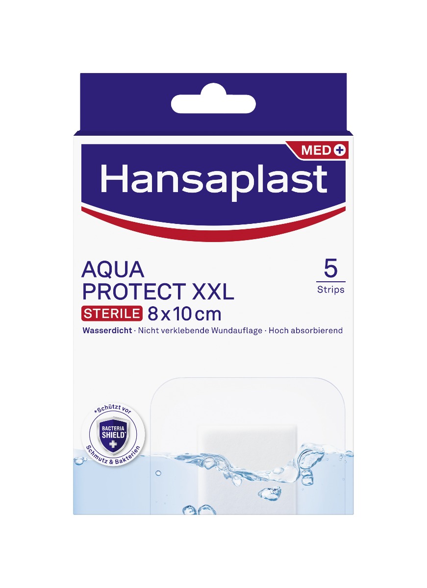 Hansaplast Med Aquaprotect XXL sterile 8 x 10 cm elastická náplast 5 ks Hansaplast