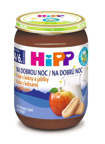 Hipp BIO Kaše na dobrou noc s keksy a jablky 190 g Hipp