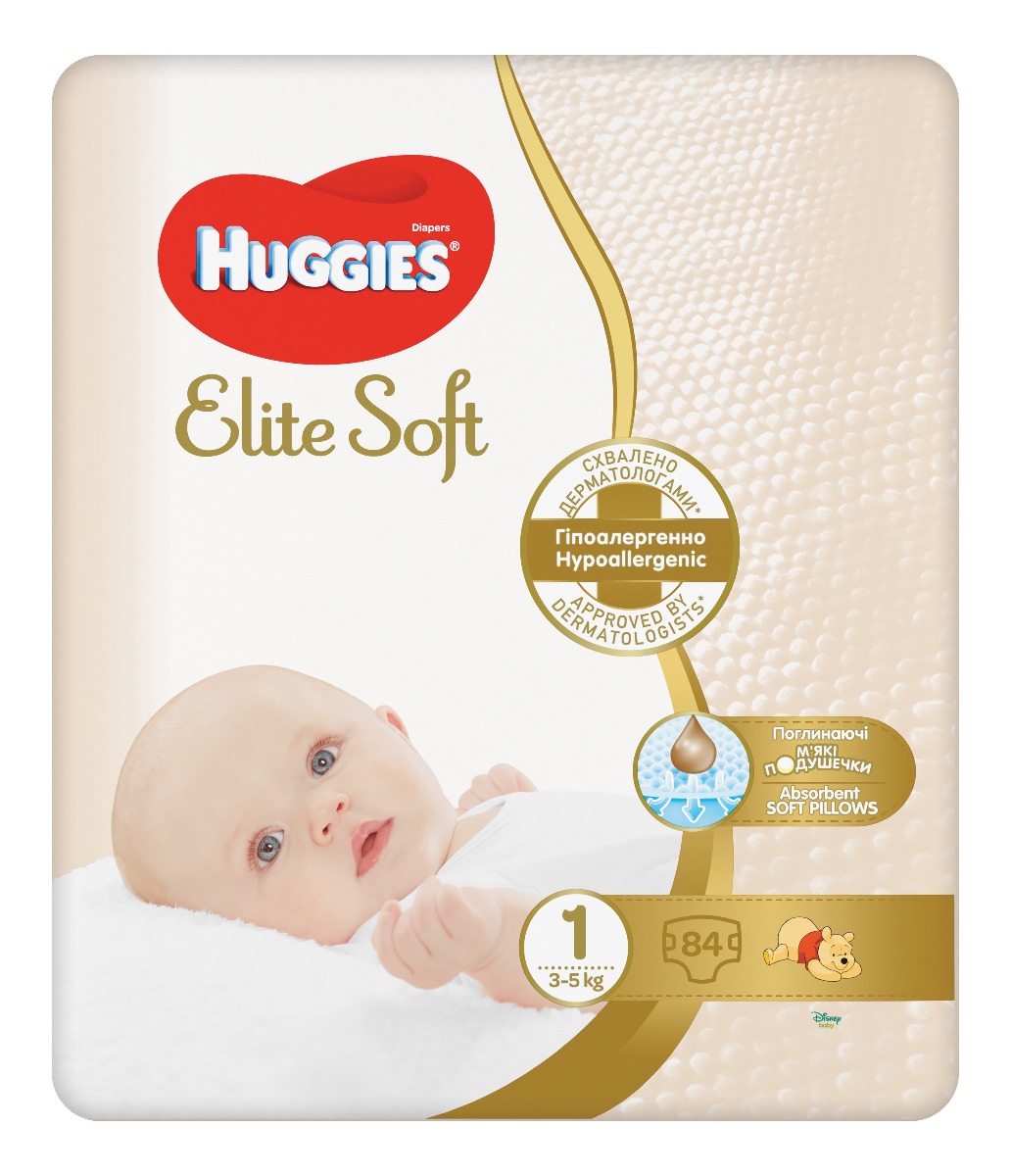 Huggies Elite Soft 1 3–5 kg dětské pleny 84 ks Huggies