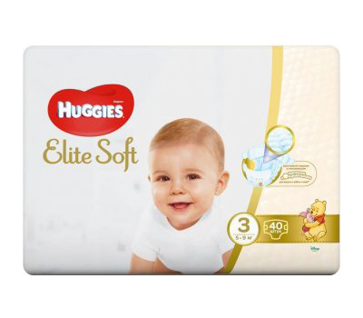 Huggies Elite Soft 3 5–9 kg dětské pleny 40 ks Huggies