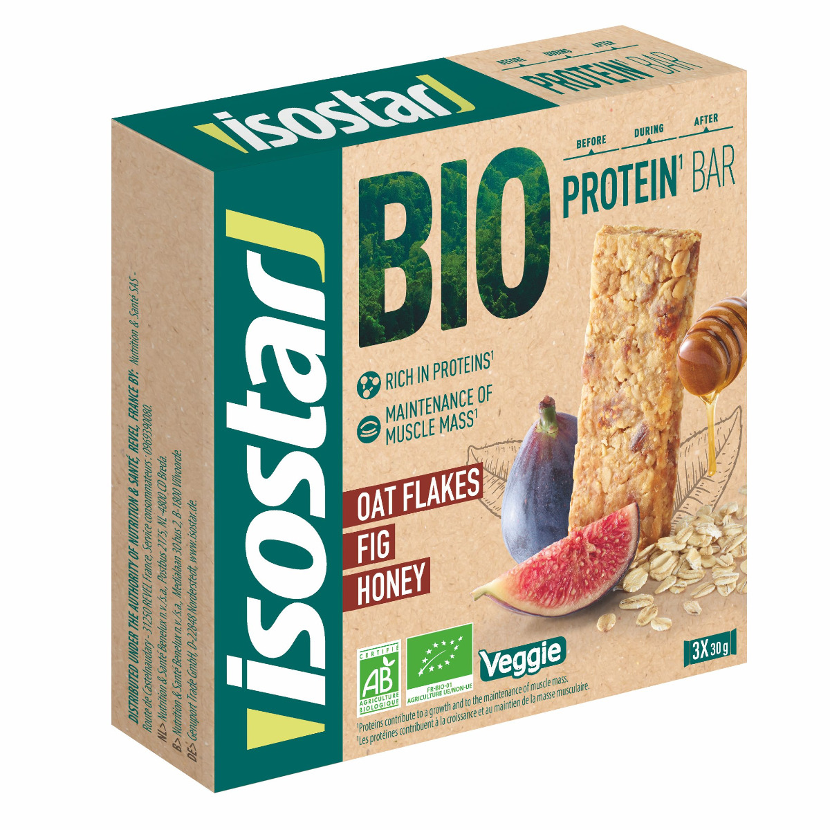 Isostar BIO Protein Bar Tyčinka Fíky/Med 3x30 g Isostar