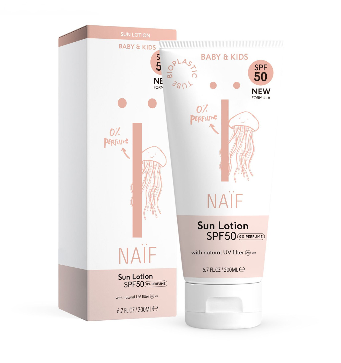 NAIF Ochranné mléko na opalování pro děti a miminka SPF50 200 ml NAIF