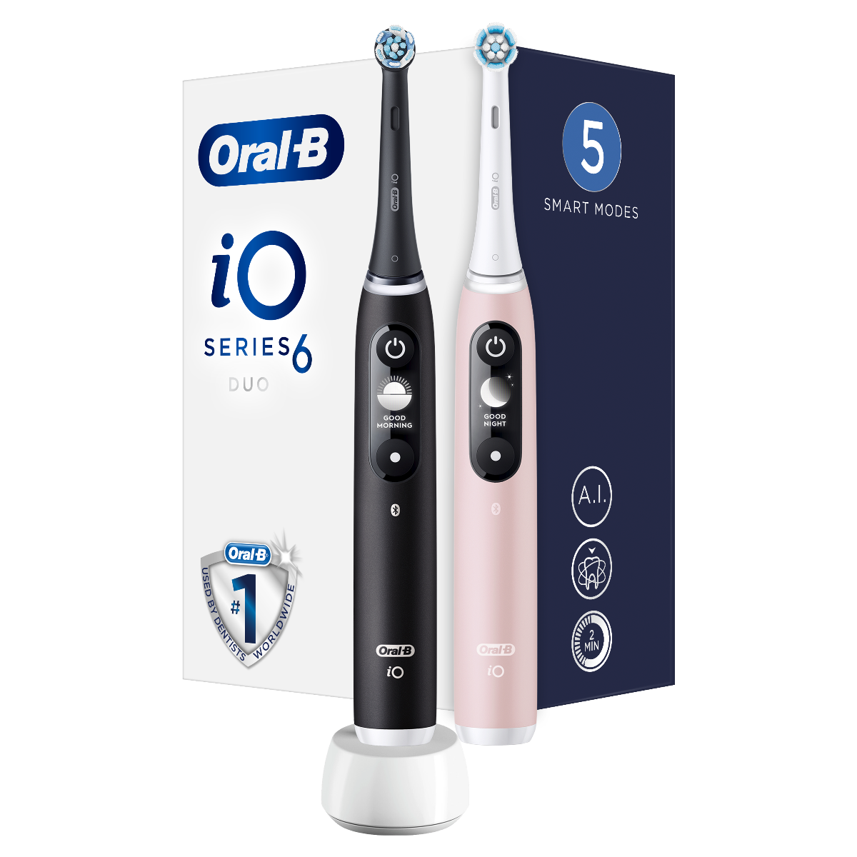 Oral-B iO6 Duo Series Black/Pink Sand Extra Handle elektrický zubní kartáček 2 ks Oral-B