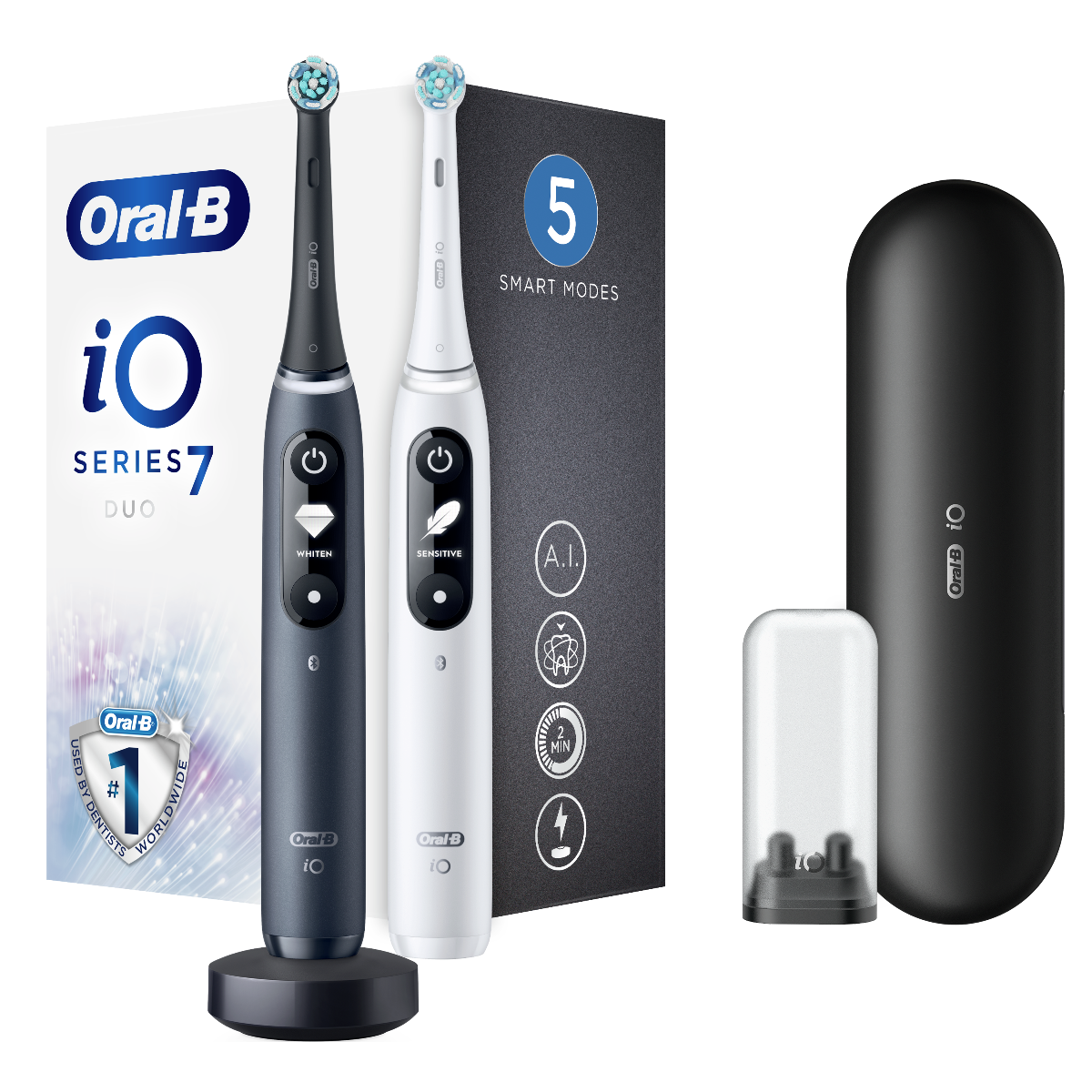 Oral-B iO7 Series Duo Black Onyx Extra Handle elektrický zubní kartáček 2 ks Oral-B