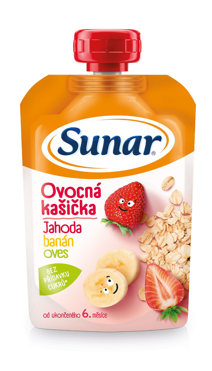 Sunar Ovocná kašička jahoda banán ovesné vločky 120 g Sunar