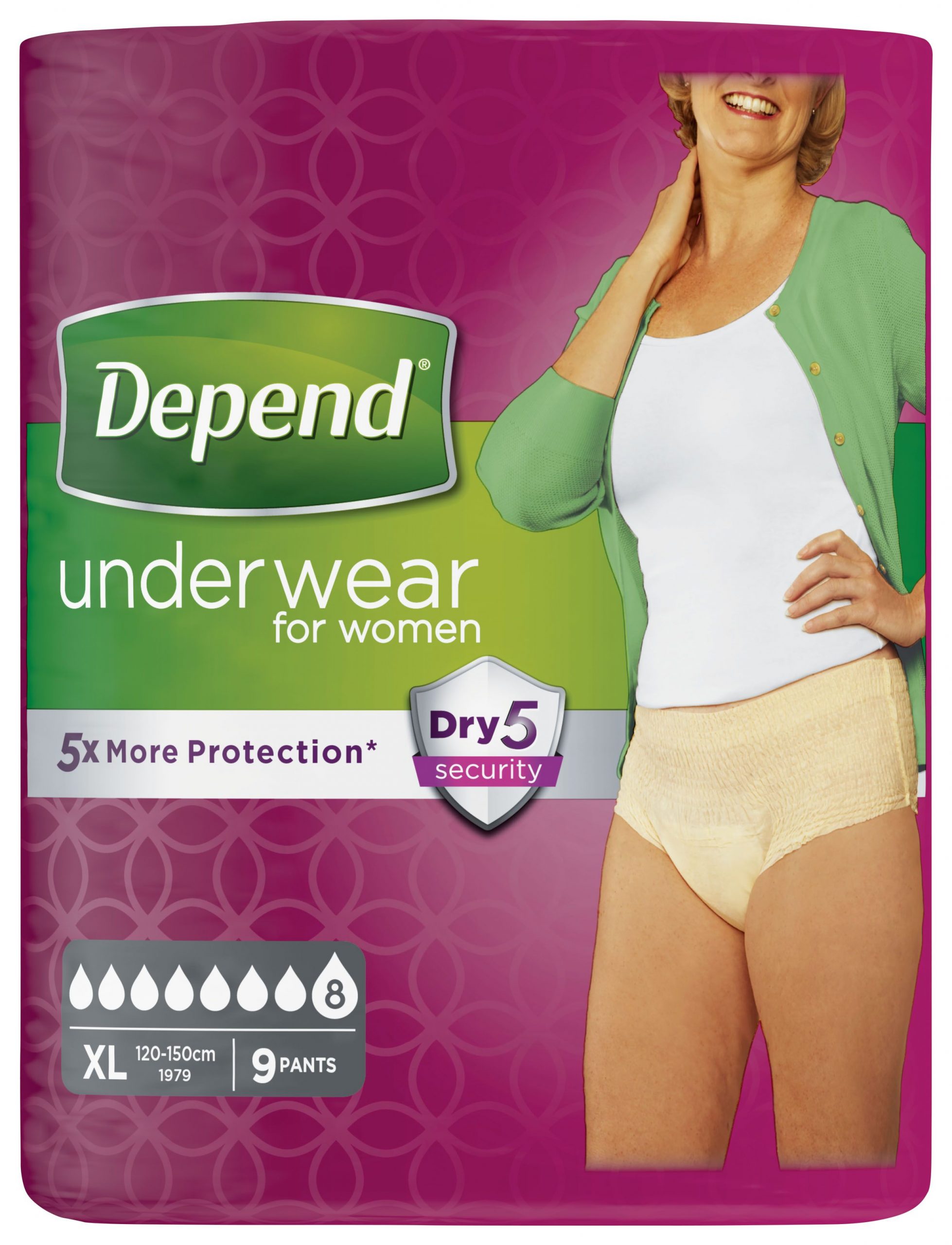 Depend Super pro ženy XL absorpční natahovací kalhotky 9 ks Depend