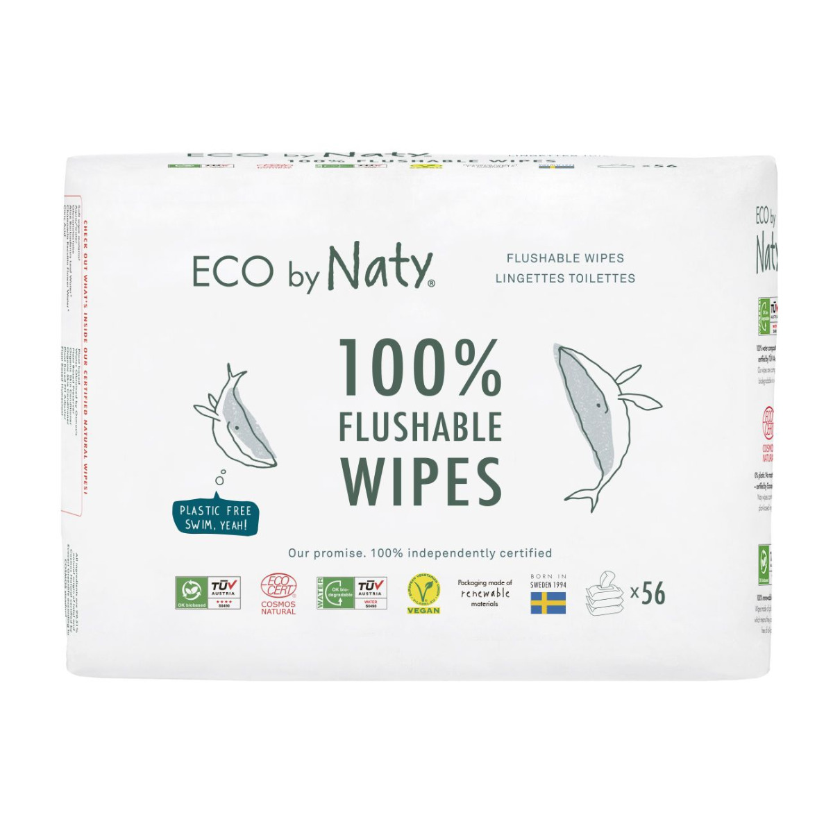 ECO by Naty Vlhčené ubrousky bez vůně splachovatelné 3x56 ks ECO by Naty