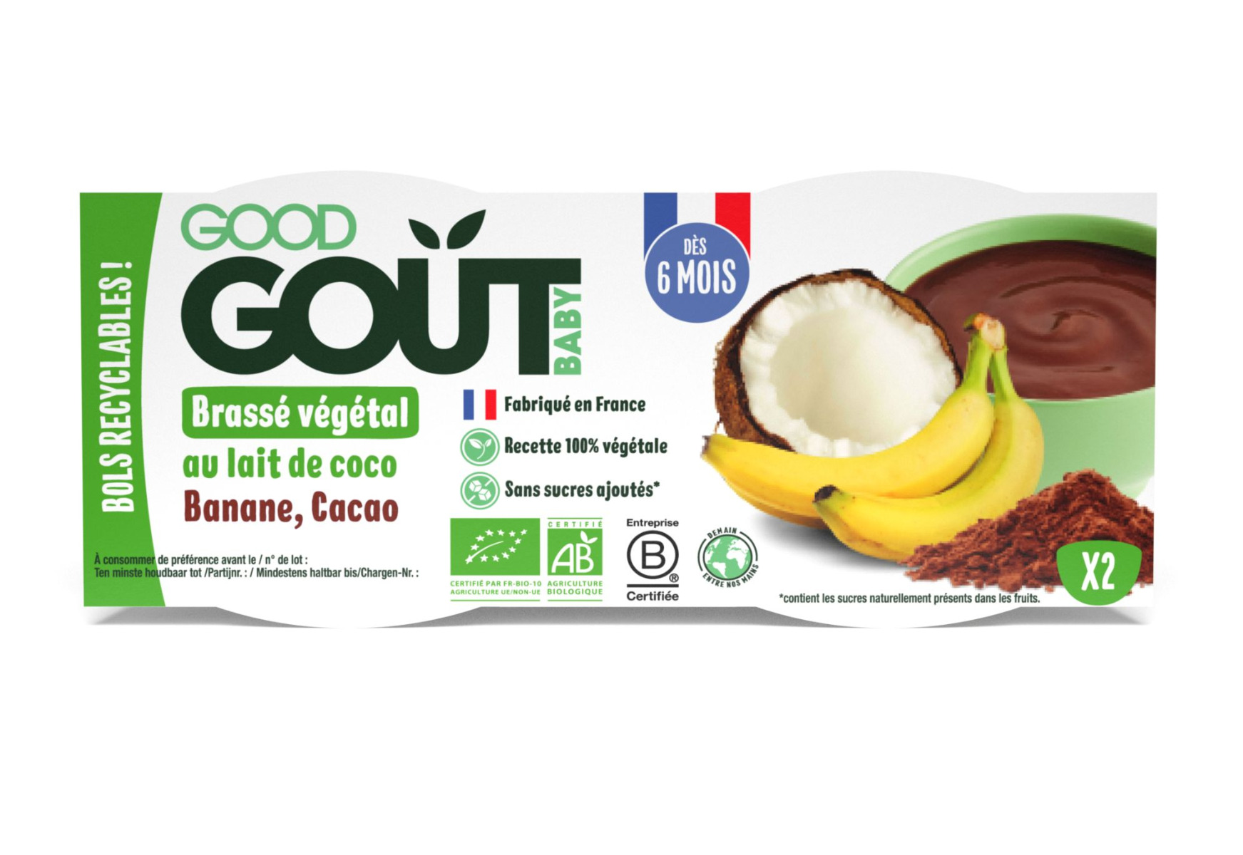 Good Gout BIO Kokosový dezert s kakaem a banánem 2x100 g Good Gout