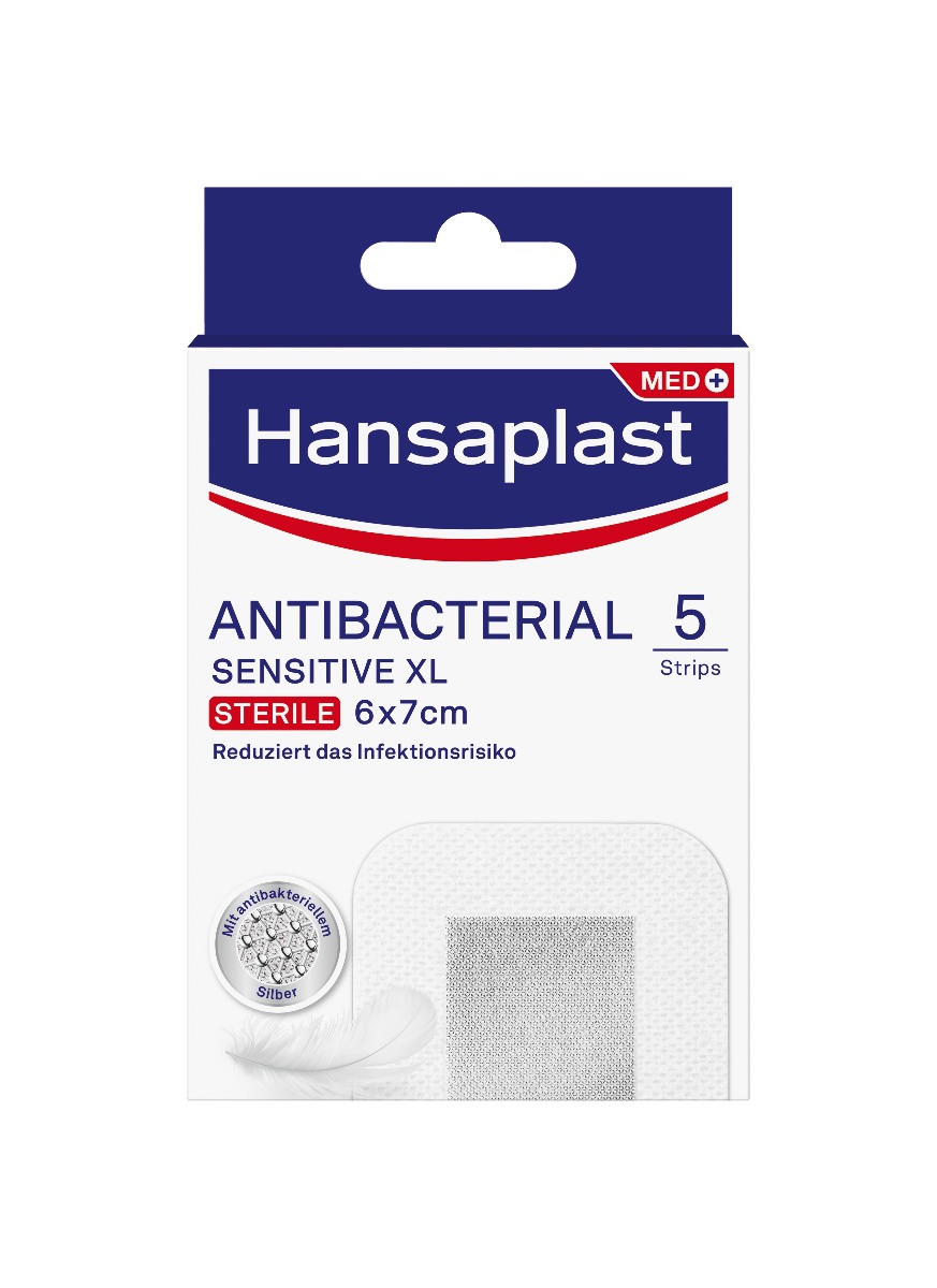 Hansaplast Med Antibacterial Sensitive sterile 6 x 7 cm náplast 5 ks Hansaplast