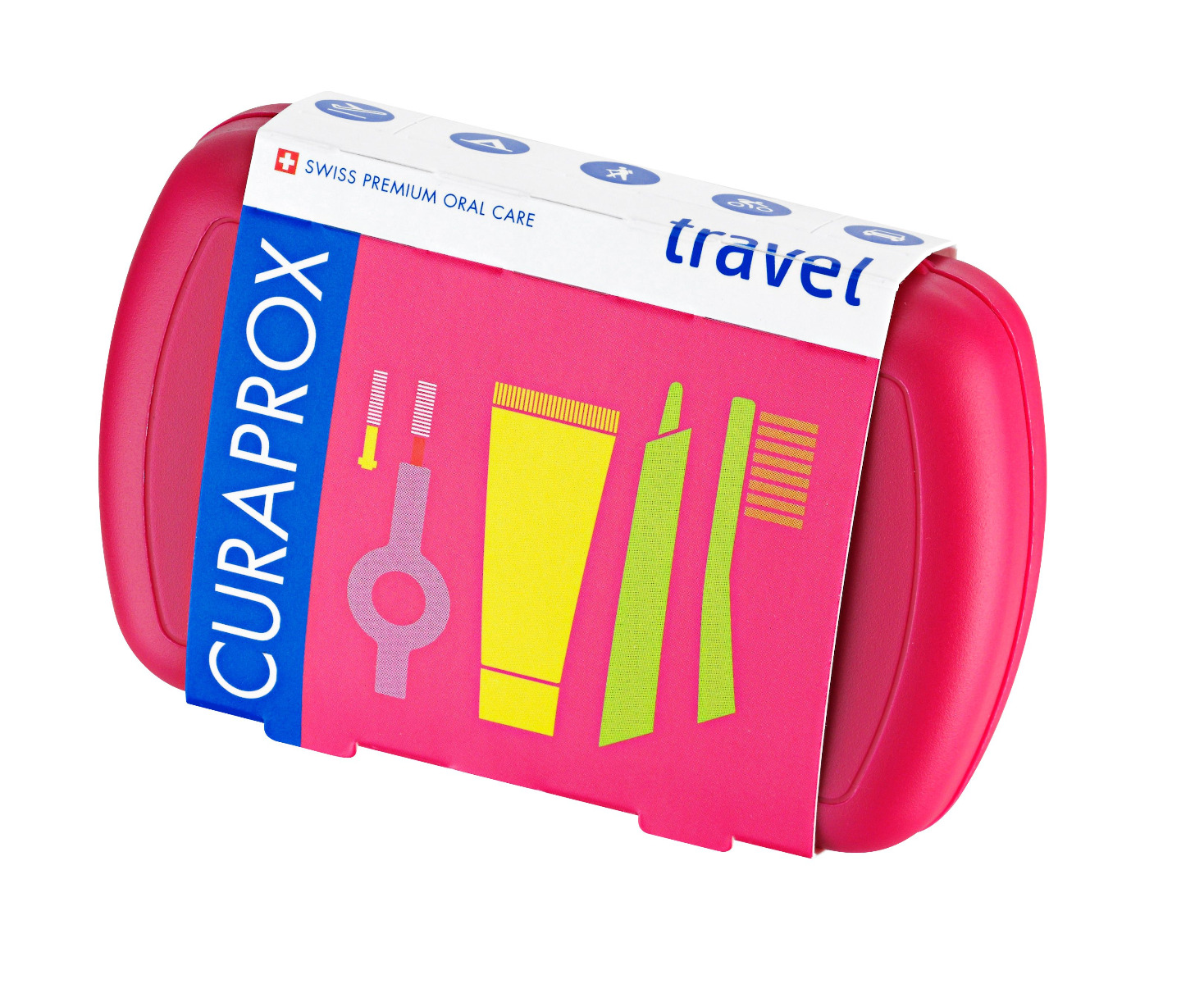 Curaprox Travel set cestovní sada tmavě růžová Curaprox