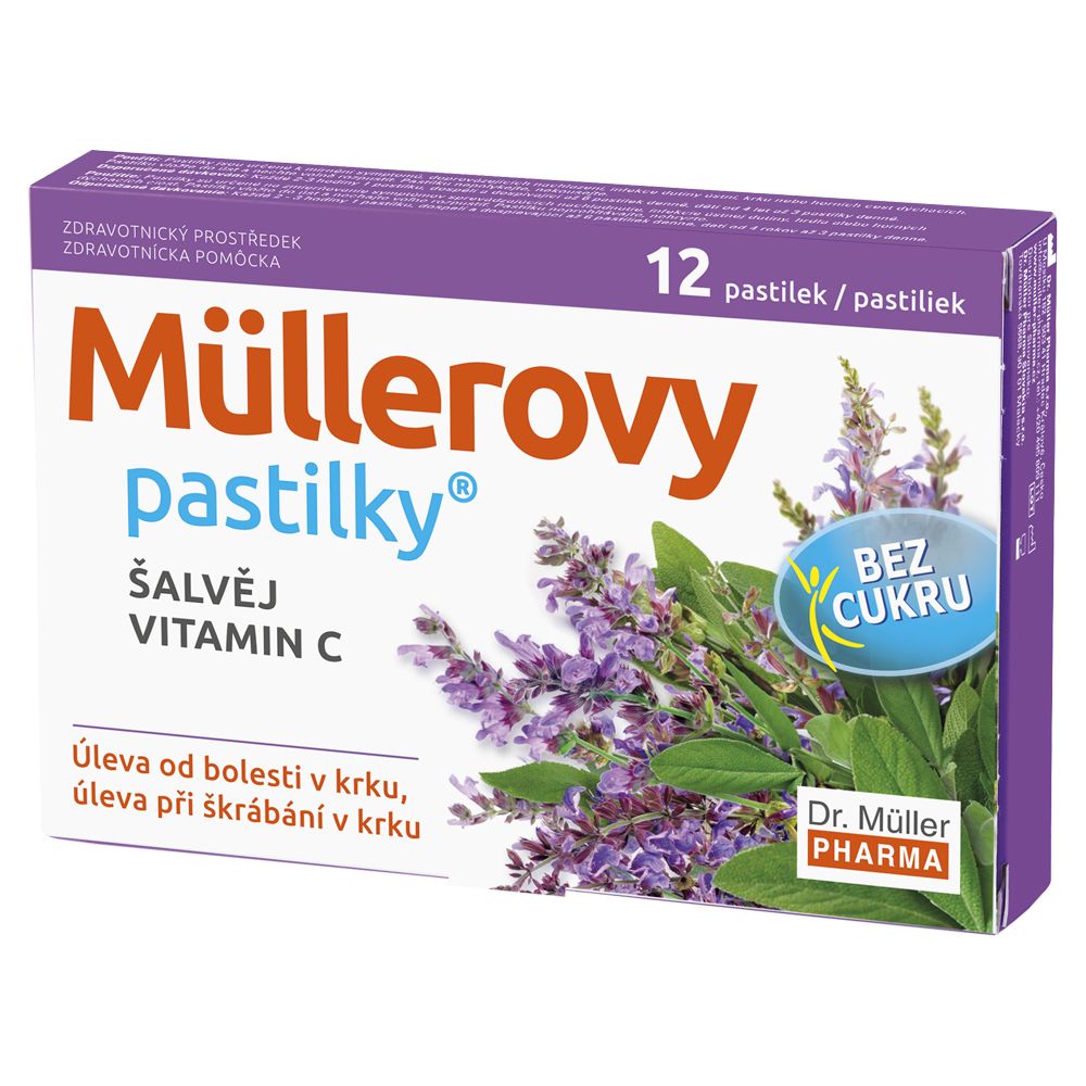 Dr. Müller Müllerovy pastilky se šalvějí bez cukru 12 pastilek Dr. Müller