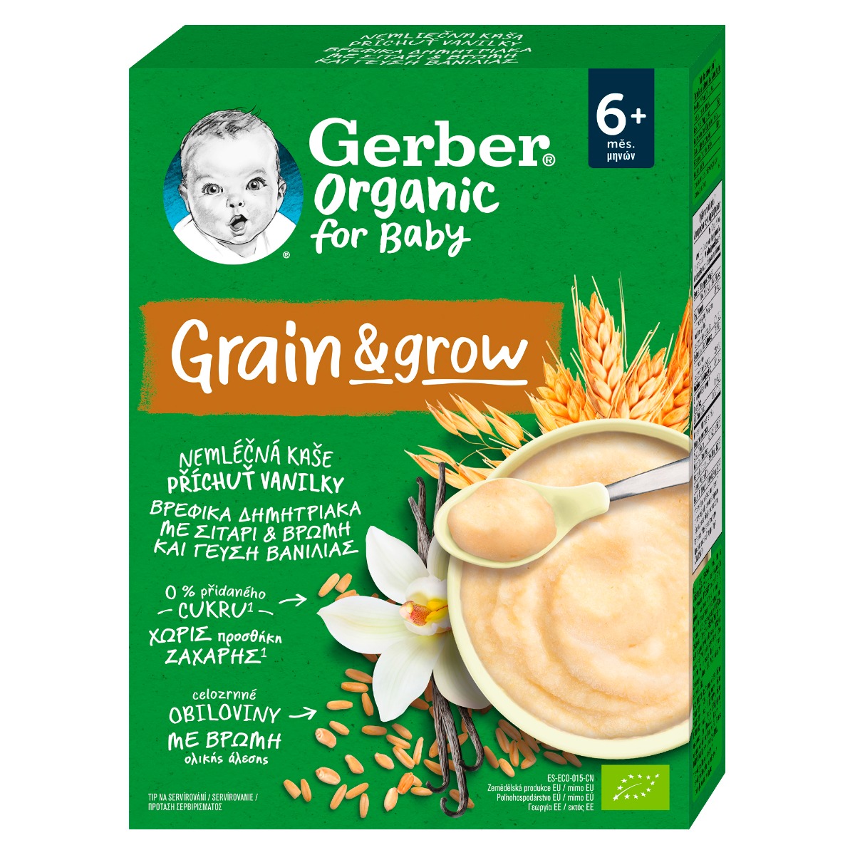 Gerber Organic for Baby Nemléčná kaše s příchutí vanilky 200 g Gerber