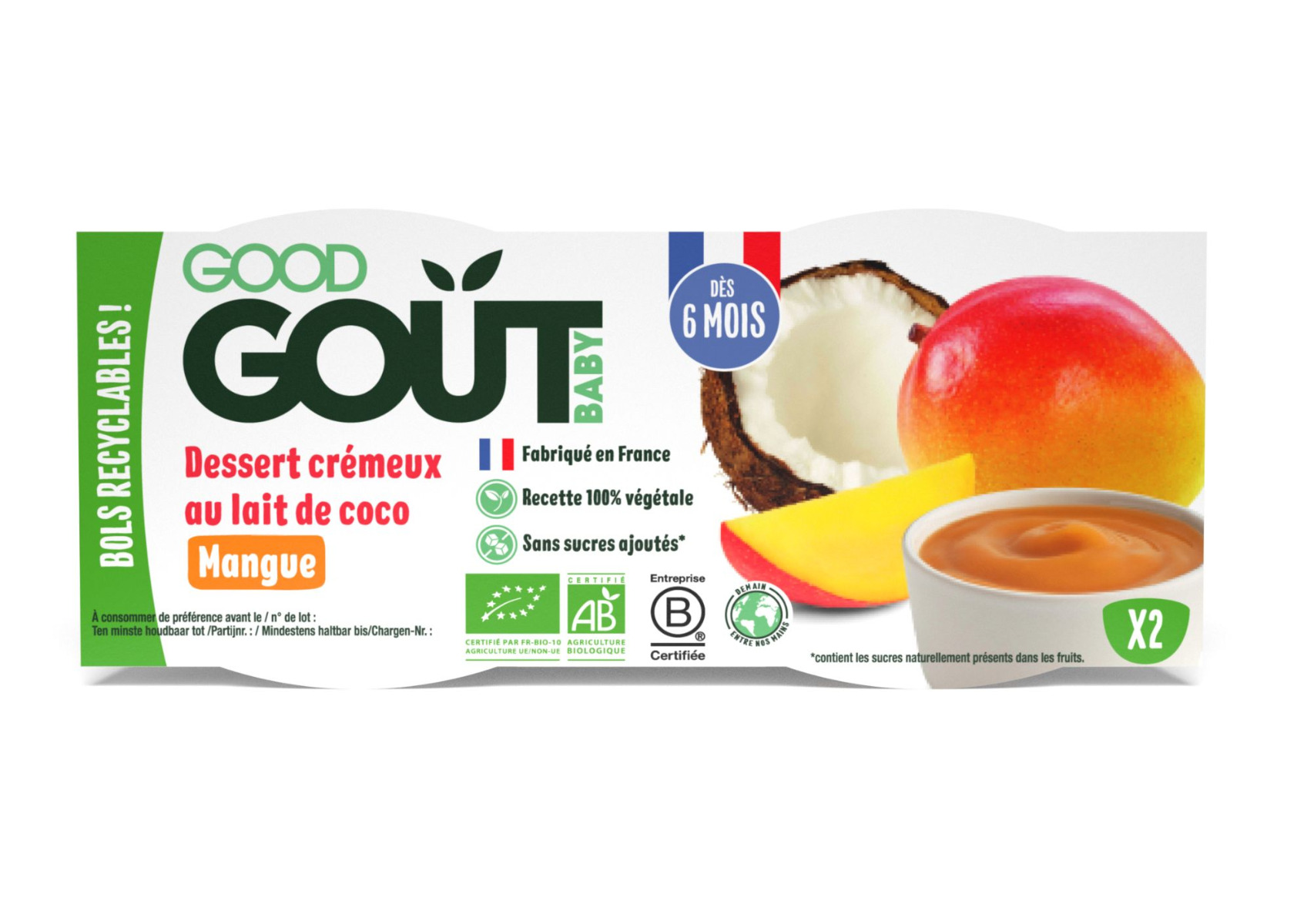 Good Gout BIO Kokosový dezert s mangem 2x100 g Good Gout