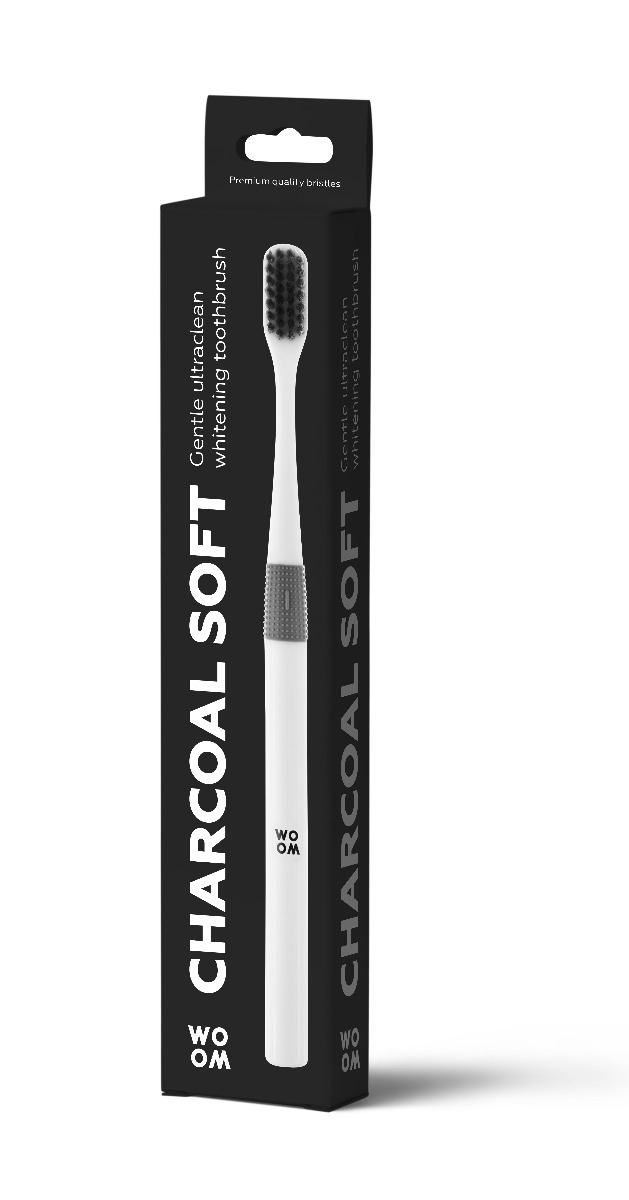 WOOM CHARCOAL SOFT zubní kartáček 1 ks černý WOOM