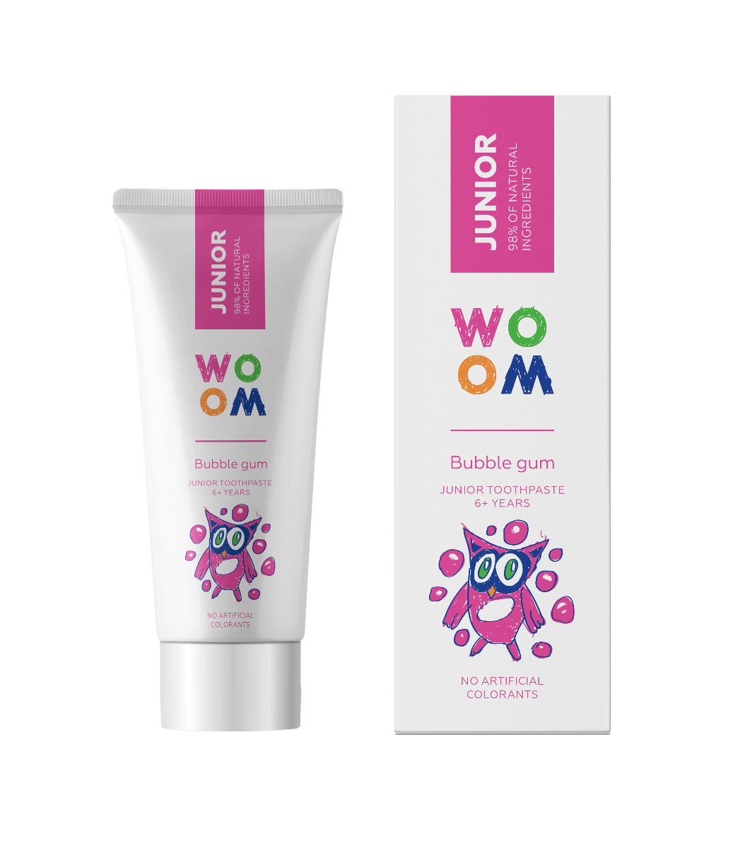 WOOM JUNIOR Žvýkačka 6+ dětská zubní pasta 50 ml WOOM