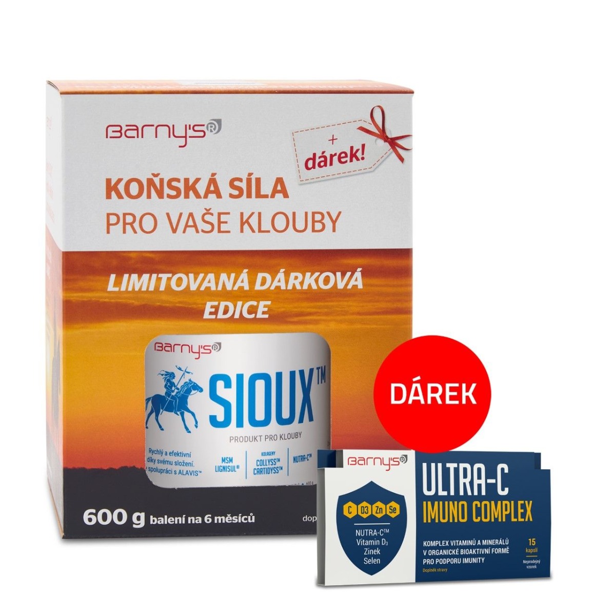 Barny´s SIOUX 600 g + dárek Ultra-C Imuno Complex 15 kapslí Barny´s