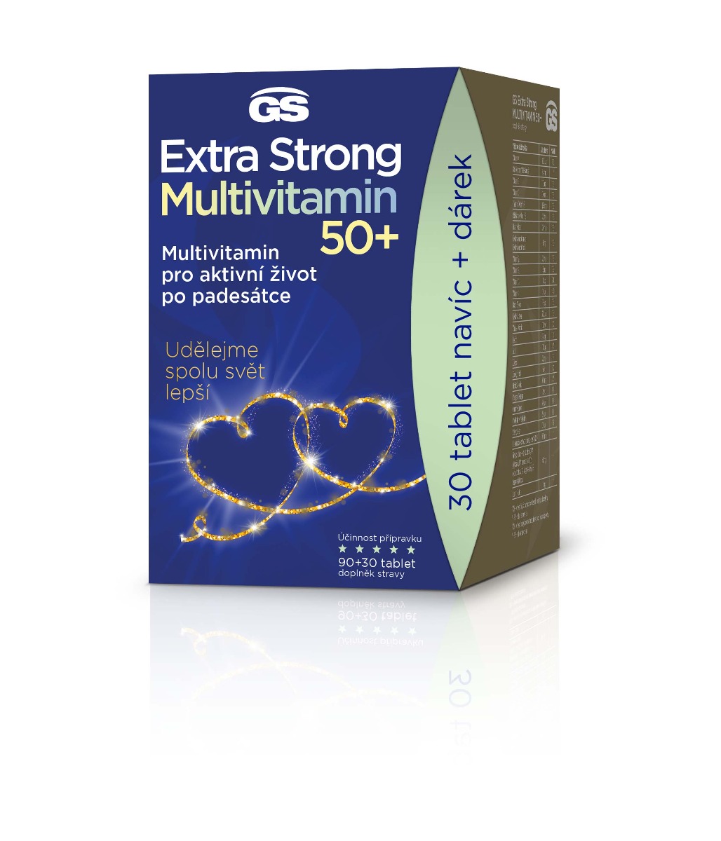 GS Extra Strong Multivitamin 50+ 90+30 tablet dárkové balení 2022 GS