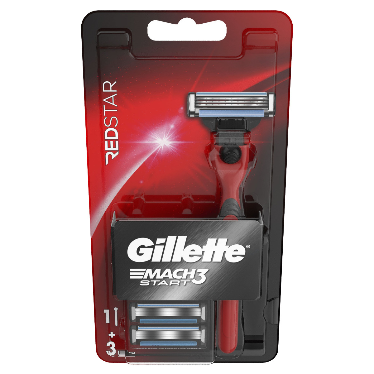 Gillette Mach3 Pánský holicí strojek 1 ks + náhradní hlavice Red 3 ks Gillette