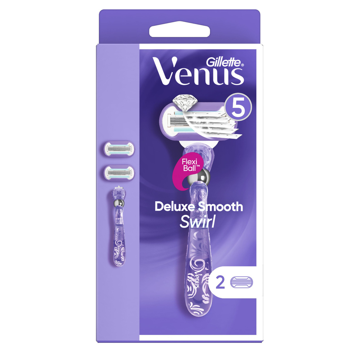 Gillette Venus Deluxe Smooth Swirl dámský holicí strojek 1 ks + 2 náhradní hlavice Gillette