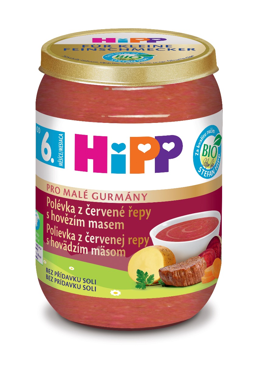 Hipp BIO Polévka z červené řepy s hovězím masem 190 g Hipp