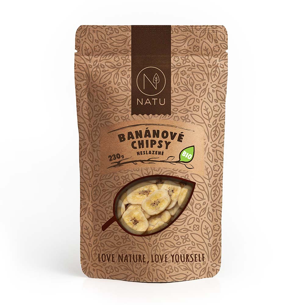 NATU Banánové chipsy neslazené BIO 230 g NATU