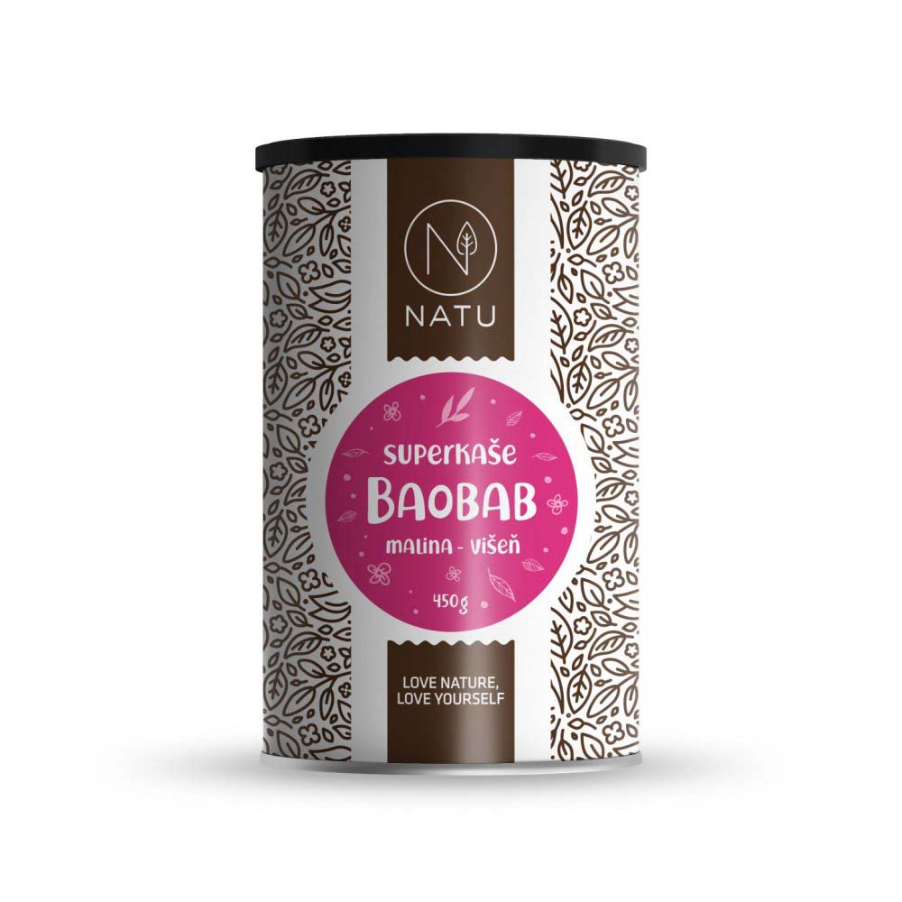 NATU Superkaše BAOBAB s malinami a višněmi 450 g NATU