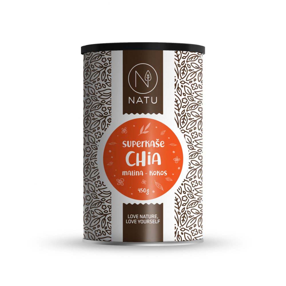 NATU Superkaše CHIA s malinami a kokosem 450 g NATU