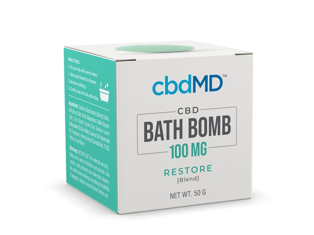 cbdMD Bath Bomb 100 mg Restore-Blend 1 ks cbdMD