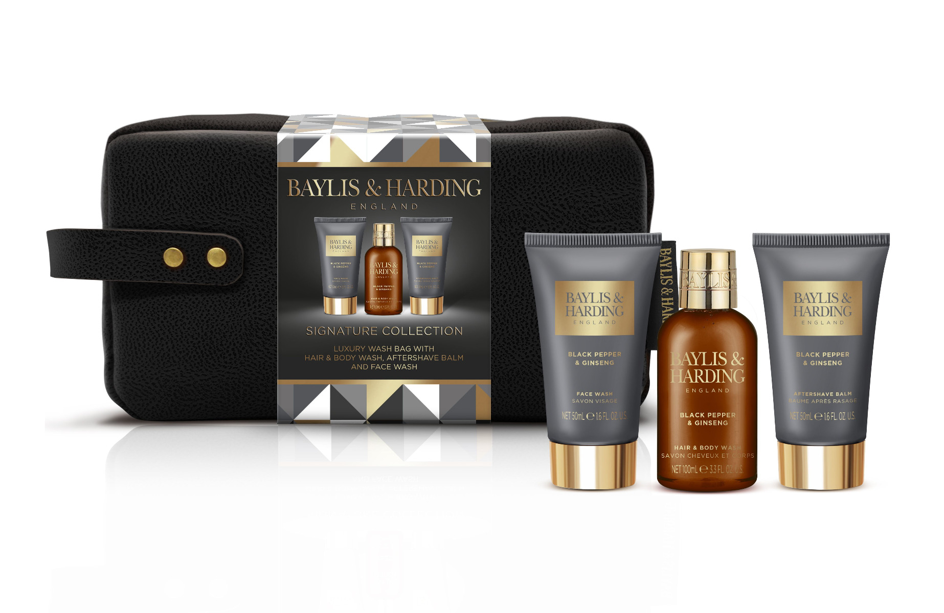 Baylis & Harding Pánská toaletní taška černý pepř & ženšen 3 ks Baylis & Harding