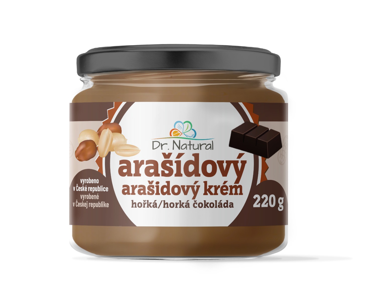 Dr. Natural Arašídový krém s hořkou čokoládou 220 g Dr. Natural