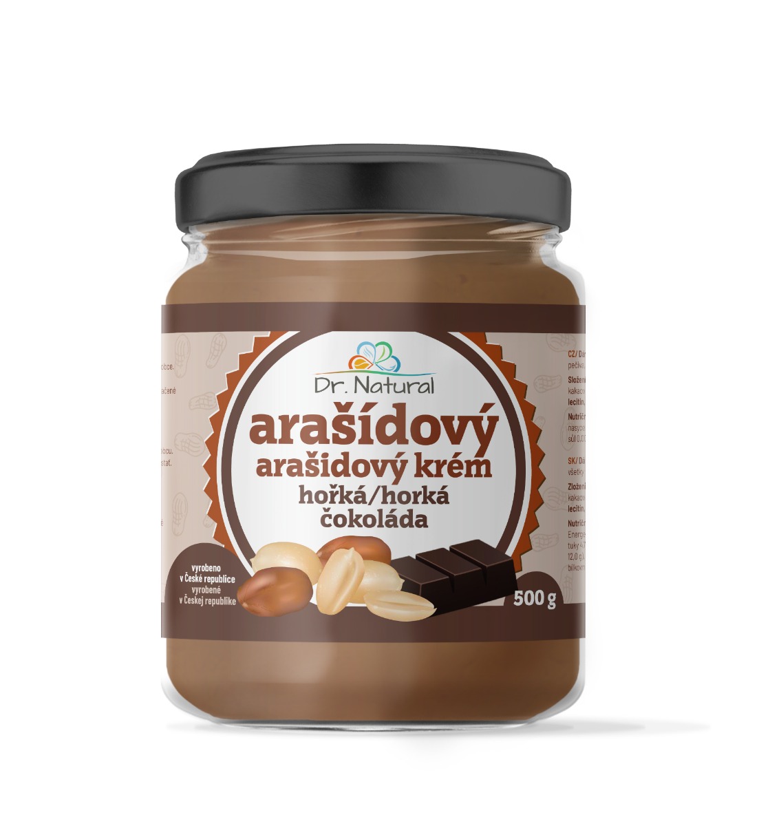 Dr. Natural Arašídový krém s hořkou čokoládou 500 g Dr. Natural