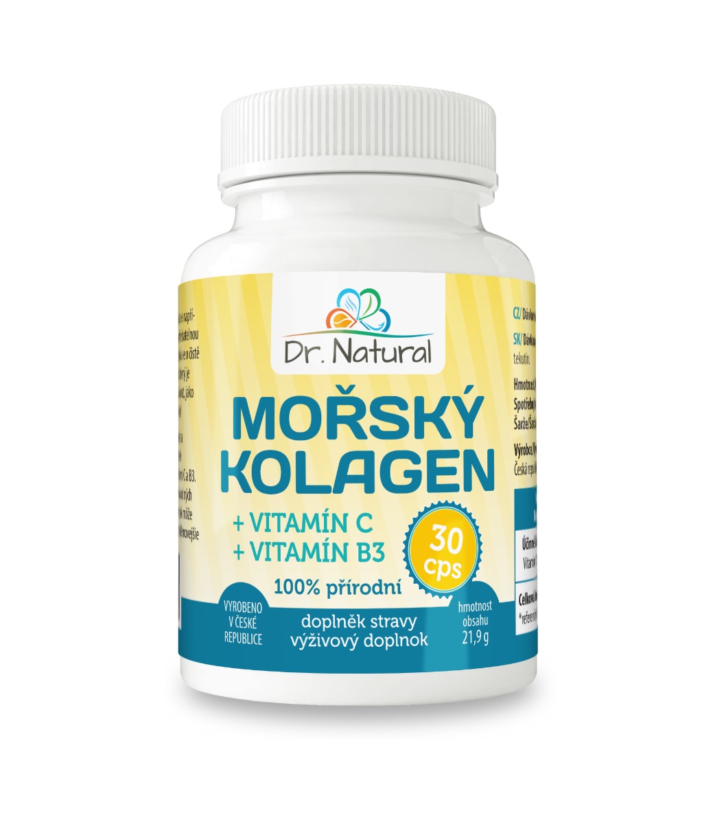 Dr. Natural Mořský Kolagen + vitamín C a vitamín B3 30 kapslí Dr. Natural