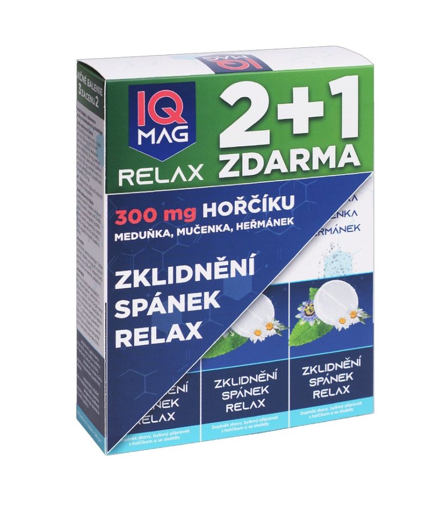 IQ Mag RELAX hořčík 300 mg 3x20 šumivých tablet IQ Mag