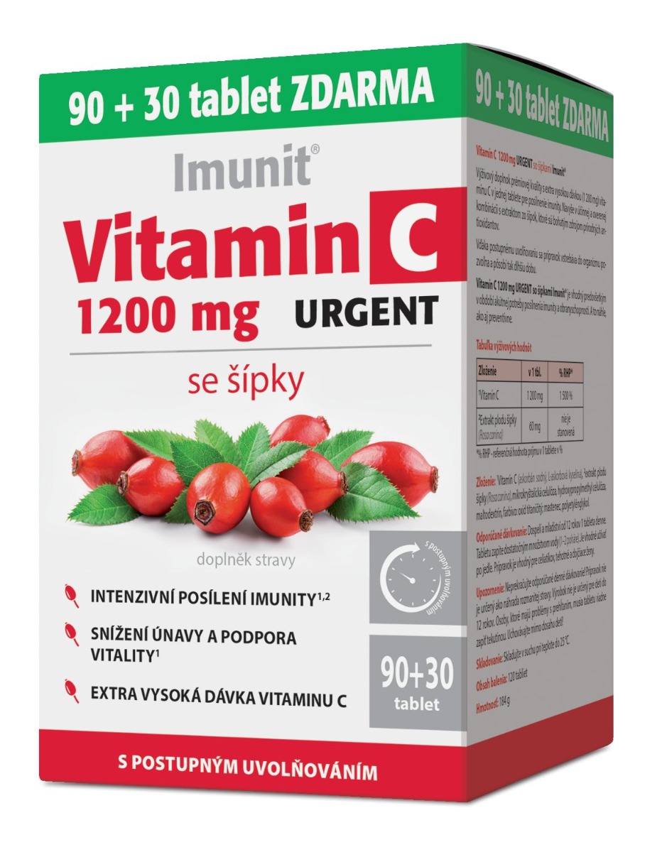 Imunit Vitamin C 1200 mg URGENT se šípky 90+30 tablet Imunit