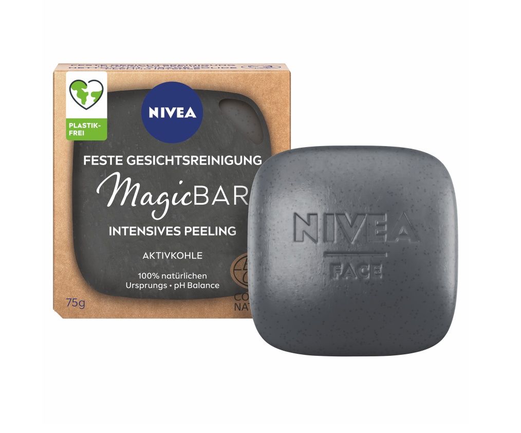 Nivea MagicBAR Peelingové pleťové mýdlo s uhlím 75 g Nivea