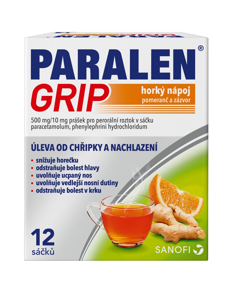 Paralen Grip Horký nápoj pomeranč a zázvor 12 sáčků Paralen