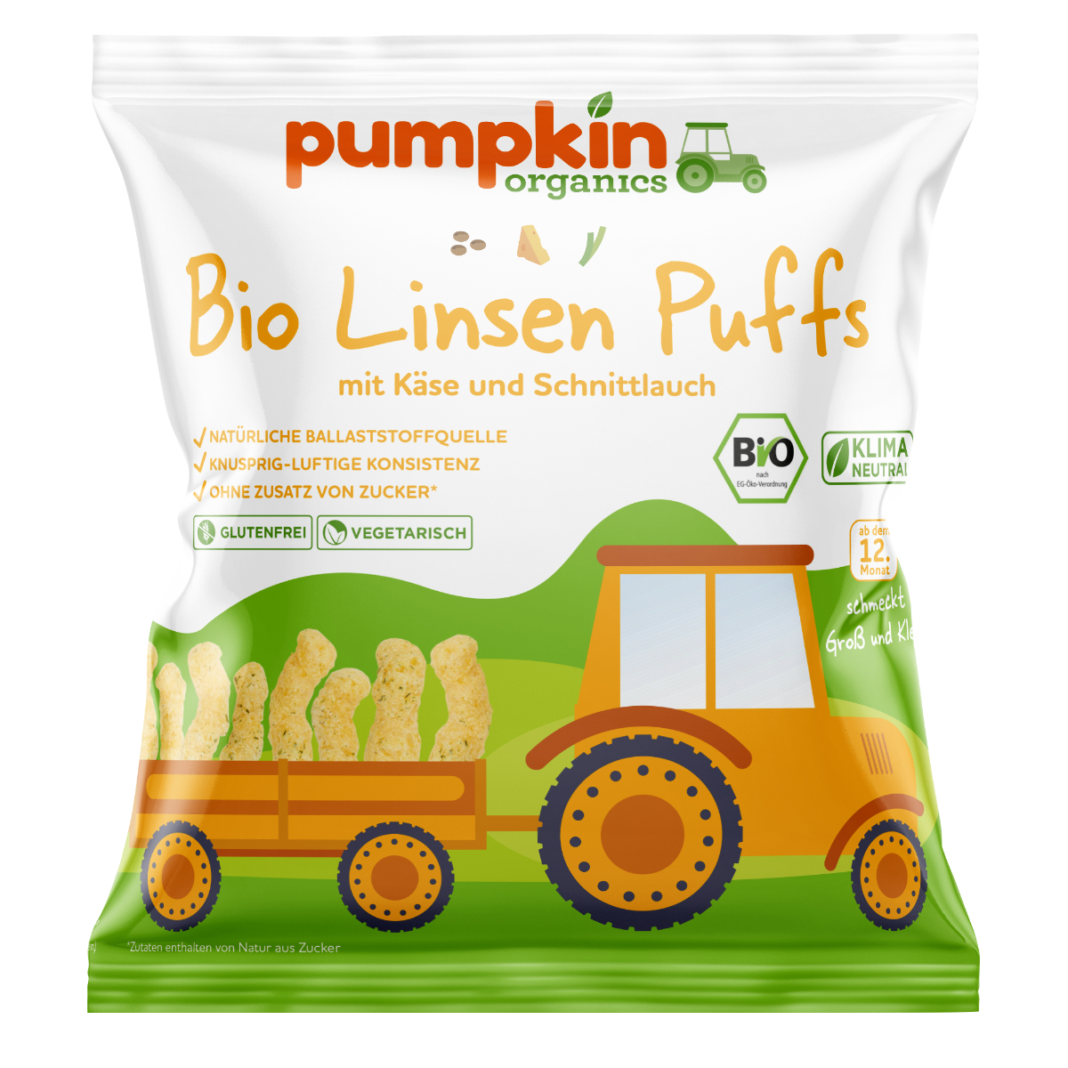 Pumpkin Organics BIO Čočkové křupky s čedarem a pažitkou 20 g Pumpkin Organics