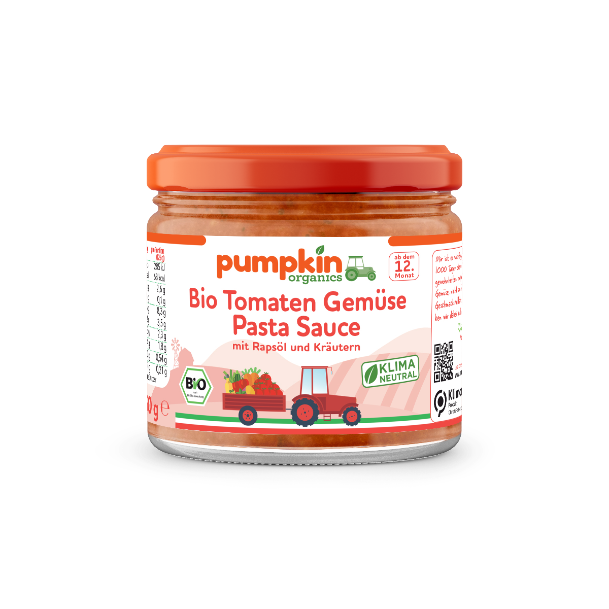 Pumpkin Organics BIO Rajčatová zeleninová omáčka na těstoviny 250 g Pumpkin Organics