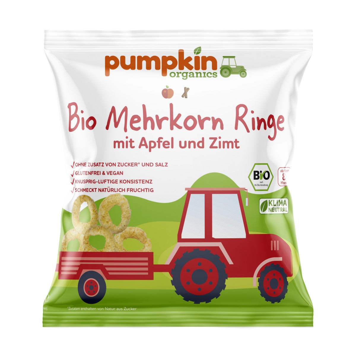 Pumpkin Organics BIO Vícezrnné kroužky s jablkem a skořicí 20 g Pumpkin Organics