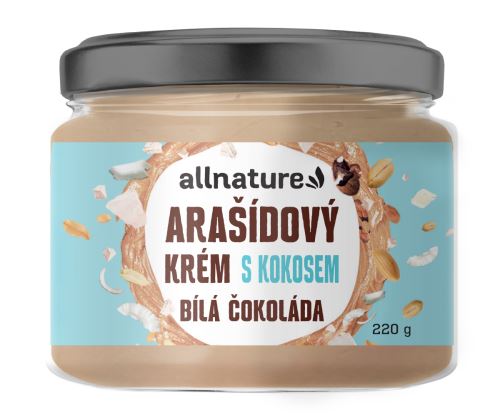 Allnature Arašídový krém s bílou čokoládou a kokosem 220 g Allnature