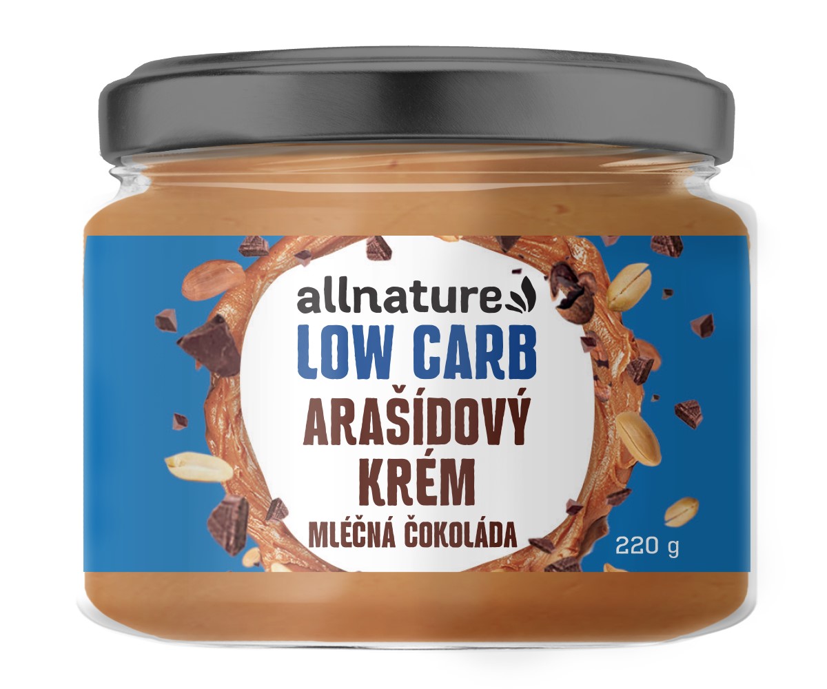 Allnature Arašídový krém s mléčnou LOW carb čokoládou 220 g Allnature