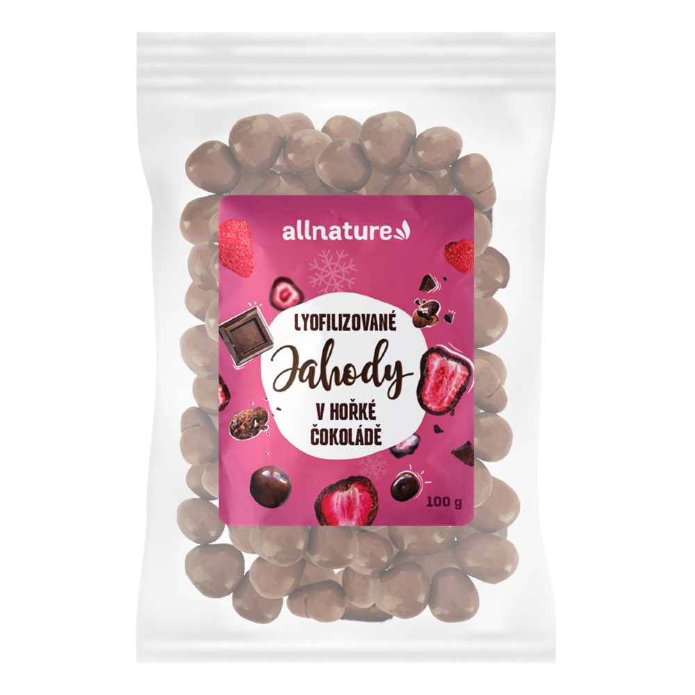 Allnature Jahody sušené mazem v hořké čokoládě 100 g Allnature