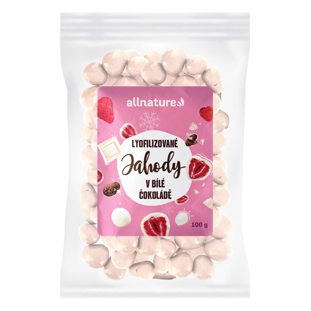 Allnature Jahody sušené mrazem v bílé čokoládě 100 g Allnature