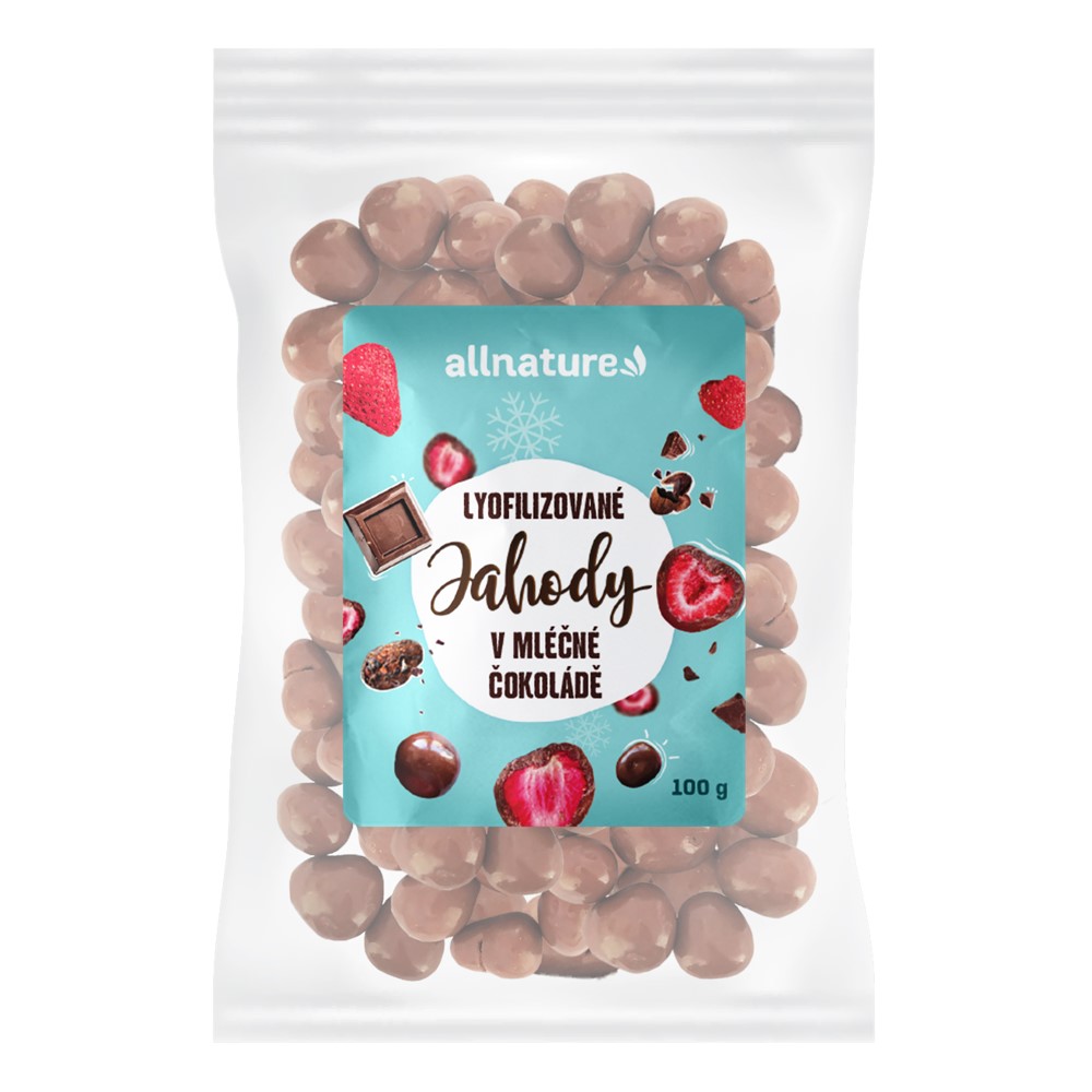 Allnature Jahody sušené mrazem v mléčné čokoládě 100 g Allnature