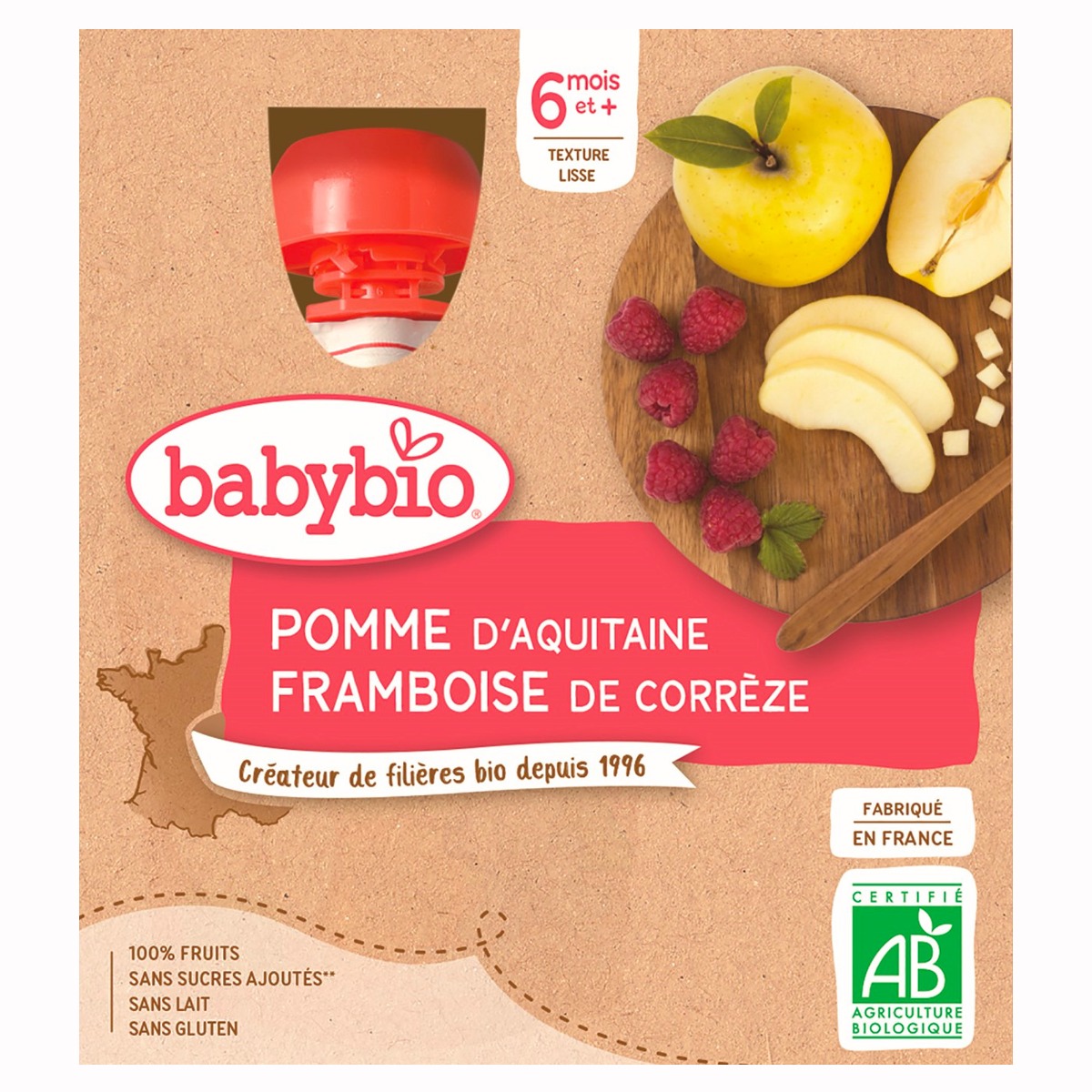 Babybio Jablko a malina kapsičky 4x90 g Babybio