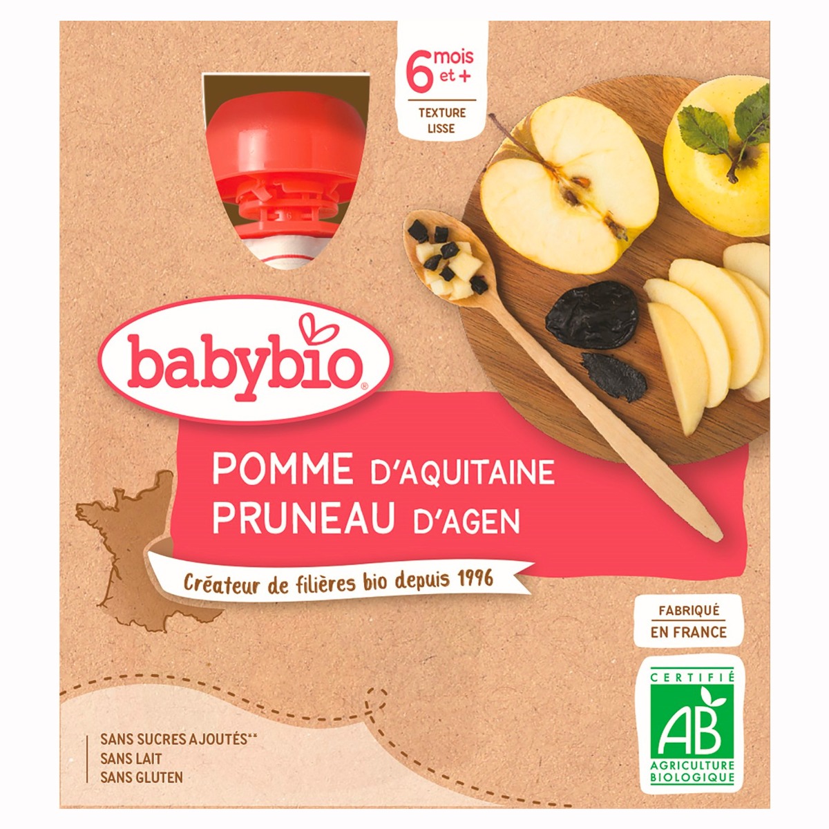 Babybio Jablko a sušená švestka kapsičky 4x90 g Babybio