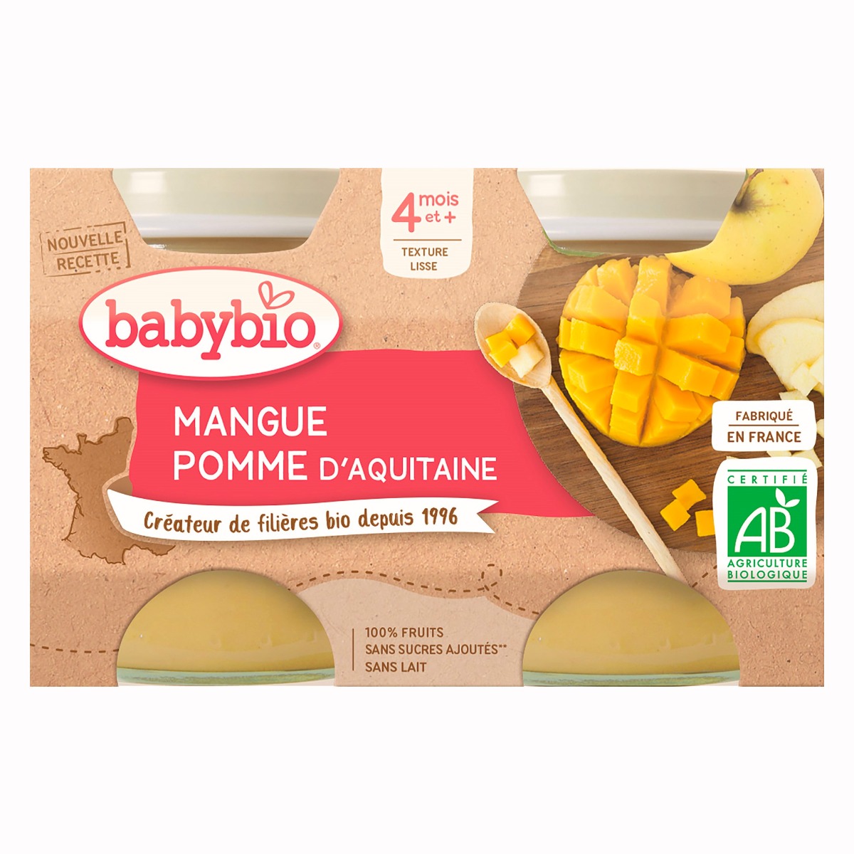 Babybio Mango a jablko 2x130 g Babybio