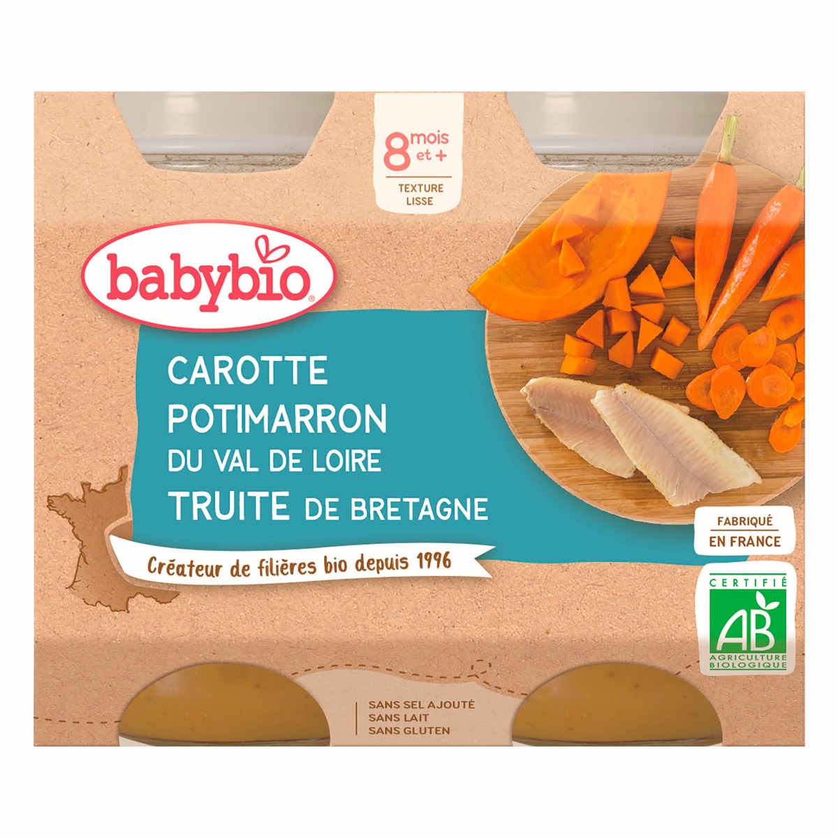 Babybio Mrkev a dýně se pstruhem 2x200 g Babybio