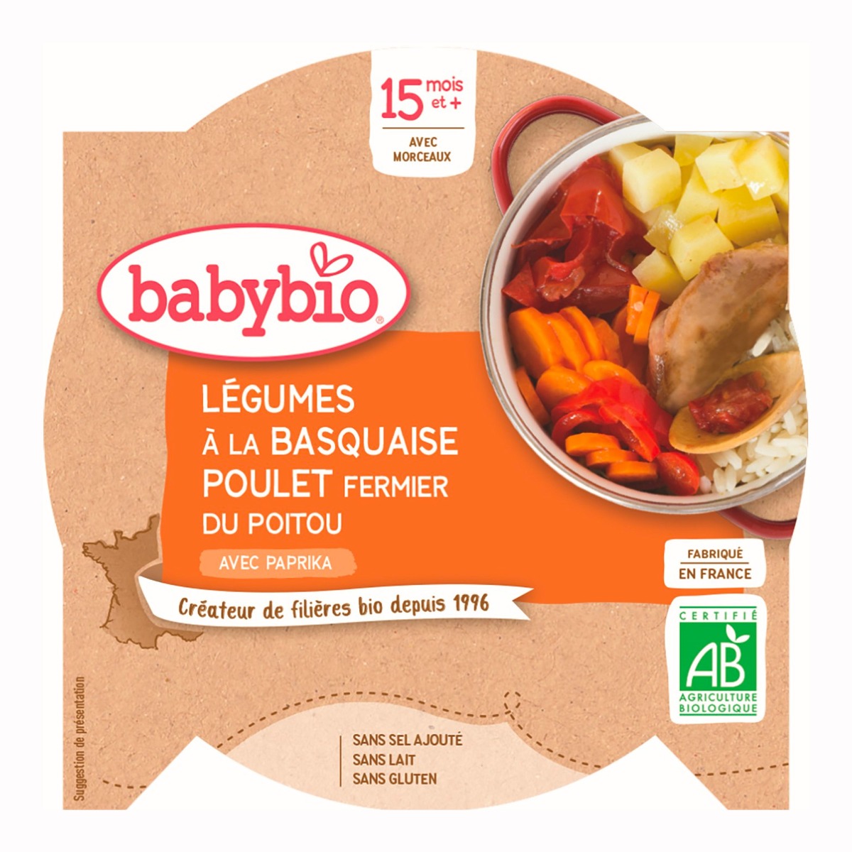 Babybio Zelenina s baskickým kuřetem a rýží 260 g Babybio