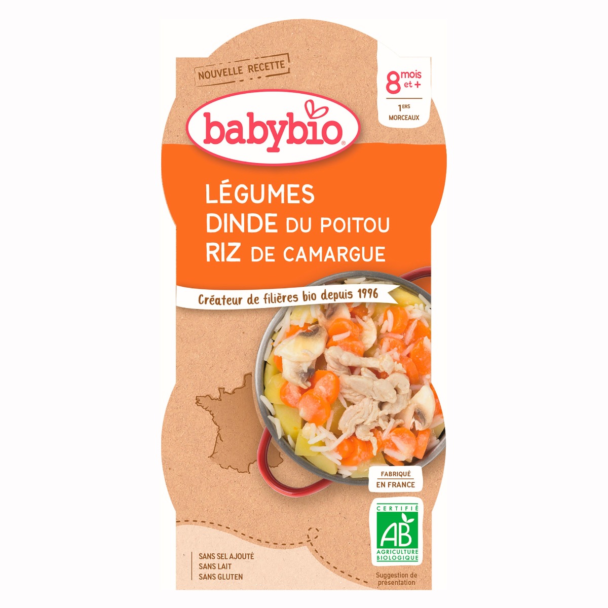 Babybio Zelenina s krůtím masem a rýží 2x200 g Babybio